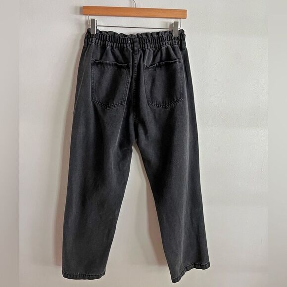 JustFab High Rise Paperbag Waist Jeans Black Tapered Mom Fit Size 31 - Picture 7 of 8